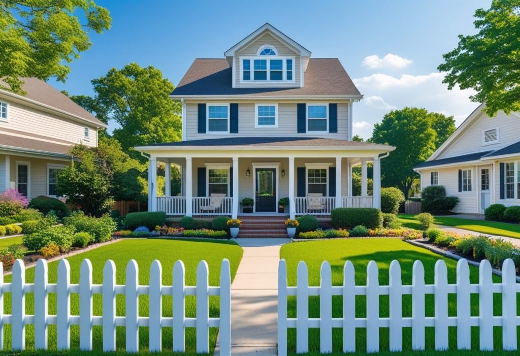 white picket fenced home 